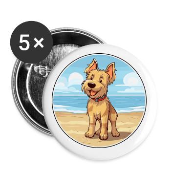 Berger Picard Hund Rasse Cartoon Kawaii Clipart Hund - Buttons klein 25 mm (5er Pack) - Weiß - Vorne
