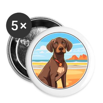 Burgos Pointer chien race Cartoon Kawaii Clipart - Lot de 5 petits badges (25 mm) - blanc - Devant