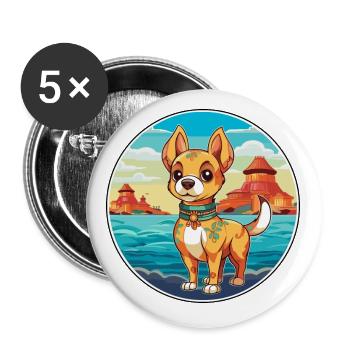 Chinese Imperial Dog Breed Cartoon Kawaii Clipart - Buttons small 1''/25 mm (5-pack) - white - Front