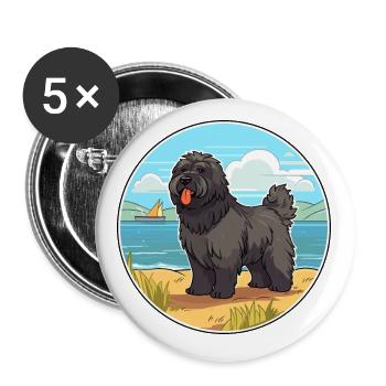 Bouvier Des Ardennes Race De Chien Cartoon Kawaii Chien - Lot de 5 petits badges (25 mm) - blanc - Devant