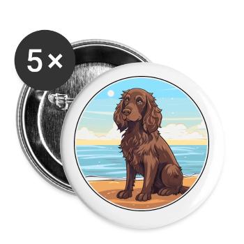 Boykin Épagneul chien race Cartoon Kawaii Clipart - Lot de 5 petits badges (25 mm) - blanc - Devant