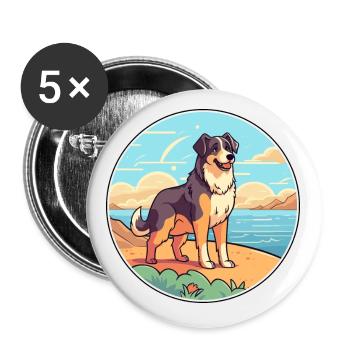 Bucovina Schäferhund Rasse Cartoon Kawaii Clipart - Buttons klein 25 mm (5er Pack) - Weiß - Vorne
