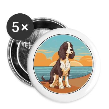 English Springer Spaniel Hunderasse Cartoon Kawaii - Buttons klein 25 mm (5er Pack) - Weiß - Vorne
