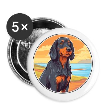 Gordon Setter chien race Cartoon Kawaii Clipart chien - Lot de 5 petits badges (25 mm) - blanc - Devant
