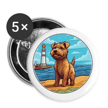 Norfolk Terrier Dog Breed Cartoon Kawaii Clipart - Buttons small 1''/25 mm (5-pack) - white - Front