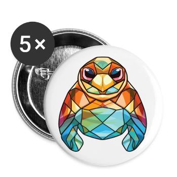 Turtle Colorful Watercolor Animal Pet Illustration - Buttons small 1''/25 mm (5-pack) - white - Front