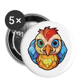 Baby Chicken Colorful Watercolor Animal Cartoon - Buttons small 1''/25 mm (5-pack) - white - Front