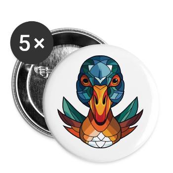 Mandarin Duck Colorful Watercolor Animal Cartoon - Buttons small 1''/25 mm (5-pack) - white - Front
