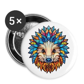 Igel Buntes Aquarell Tier Illustration - Buttons klein 25 mm (5er Pack) - Weiß - Vorne