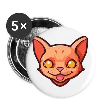 Rote Devon Rex Katze Cartoon Aquarell Illustration - Buttons klein 25 mm (5er Pack) - Weiß - Vorne
