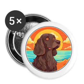 Picardy Spaniel Dog Breed Cartoon Kawaii Clipart - Buttons small 1''/25 mm (5-pack) - white - Front