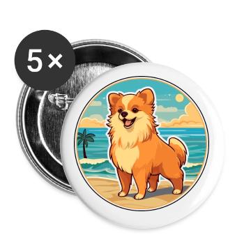 Pommersche Deutsche Spitz Hunderasse Cartoon Kawaii - Buttons klein 25 mm (5er Pack) - Weiß - Vorne