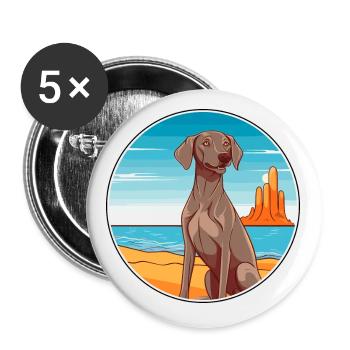 Weimaraner Hund Rasse Cartoon Kawaii Clipart Hund - Buttons klein 25 mm (5er Pack) - Weiß - Vorne