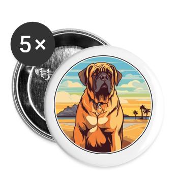 Transmontano Mastiff Race Chien Cartoon Kawaii Chien - Lot de 5 petits badges (25 mm) - blanc - Devant