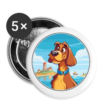 Slovensky Kopov Hund Rasse Cartoon Kawaii Clipart - Buttons klein 25 mm (5er Pack) - Weiß - Vorne