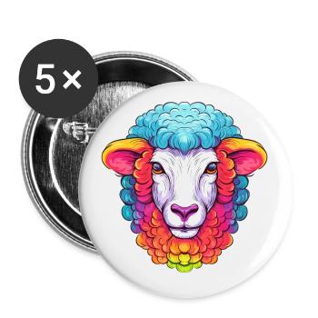 Schaf Buntes Aquarell Cartoon Kawaii Tier - Buttons klein 25 mm (5er Pack) - Weiß - Vorne