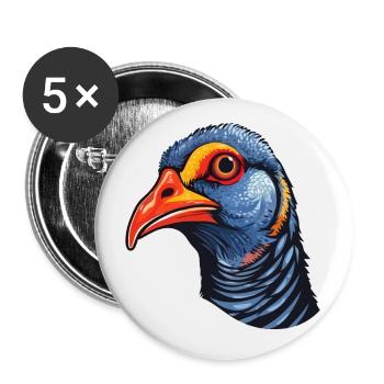 Guinea Fowl Colorful Watercolor Cartoon Kawaii Ani - Buttons small 1''/25 mm (5-pack) - white - Front