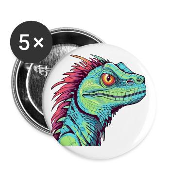 Basilisk Buntes Aquarell Cartoon Kawaii Tier - Buttons klein 25 mm (5er Pack) - Weiß - Vorne