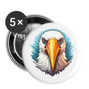 Albatross Colorful Watercolor Cartoon Kawaii Anima - Buttons small 1''/25 mm (5-pack) - white - Front
