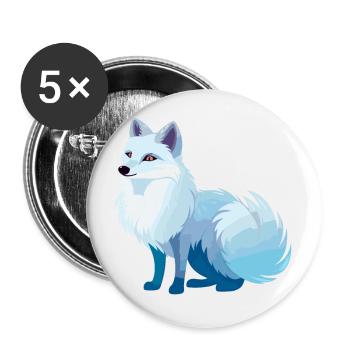 Arktisfuchs Bunte Aquarell-Karikatur Kawaii Anim - Buttons klein 25 mm (5er Pack) - Weiß - Vorne