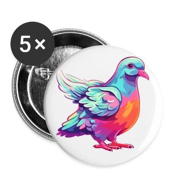 Taube buntes Aquarell Cartoon Kawaii Tier - Buttons klein 25 mm (5er Pack) - Weiß - Vorne