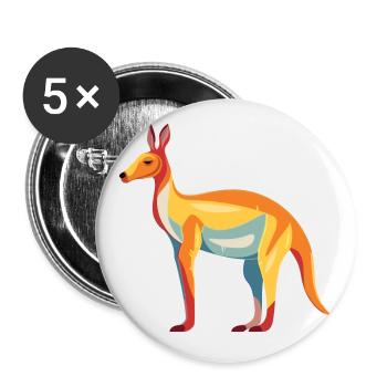 Kangourou Aquarelle Colorée Dessin Animé Kawaii Animal - Lot de 5 petits badges (25 mm) - blanc - Devant