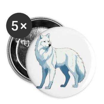 Arctic Wolf Colorful Watercolor Cartoon Kawaii Ani - Buttons small 1''/25 mm (5-pack) - white - Front