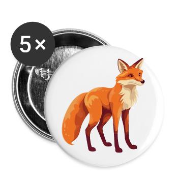 Fuchs Buntes Aquarell Cartoon Kawaii Tier - Buttons klein 25 mm (5er Pack) - Weiß - Vorne