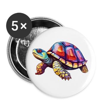 Schildkröte buntes Aquarell Cartoon Kawaii Tier - Buttons klein 25 mm (5er Pack) - Weiß - Vorne