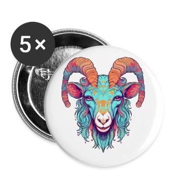 Goat Colorful Watercolor Cartoon Kawaii Animal - Buttons small 1''/25 mm (5-pack) - white - Front