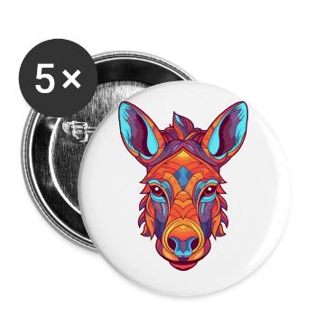 Donkey Colorful Watercolor Cartoon Kawaii Animal - Buttons small 1''/25 mm (5-pack) - white - Front