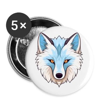 Arktisfuchs Bunte Aquarell-Karikatur Kawaii Anim - Buttons klein 25 mm (5er Pack) - Weiß - Vorne
