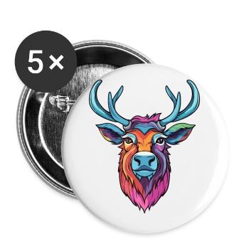 Karibu buntes Aquarell Cartoon Kawaii Tier - Buttons klein 25 mm (5er Pack) - Weiß - Vorne