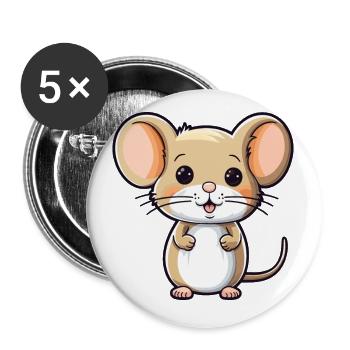 Mouse Cute Cartoon Kawaii Watercolor Animal Pet - Buttons small 1''/25 mm (5-pack) - white - Front