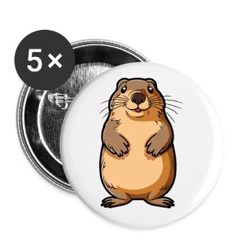 Gopher Niedliche Karikatur Kawaii Aquarell Tier Haustier - Buttons klein 25 mm (5er Pack) - Weiß - Vorne