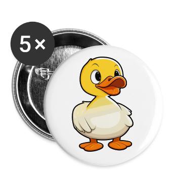 Canard mignon dessin animé kawaii aquarelle animal animal de compagnie - Lot de 5 petits badges (25 mm) - blanc - Devant