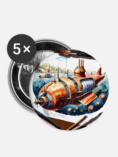 U-Boot Nr. 6 - Buttons klein 25 mm (5er Pack) - Weiß