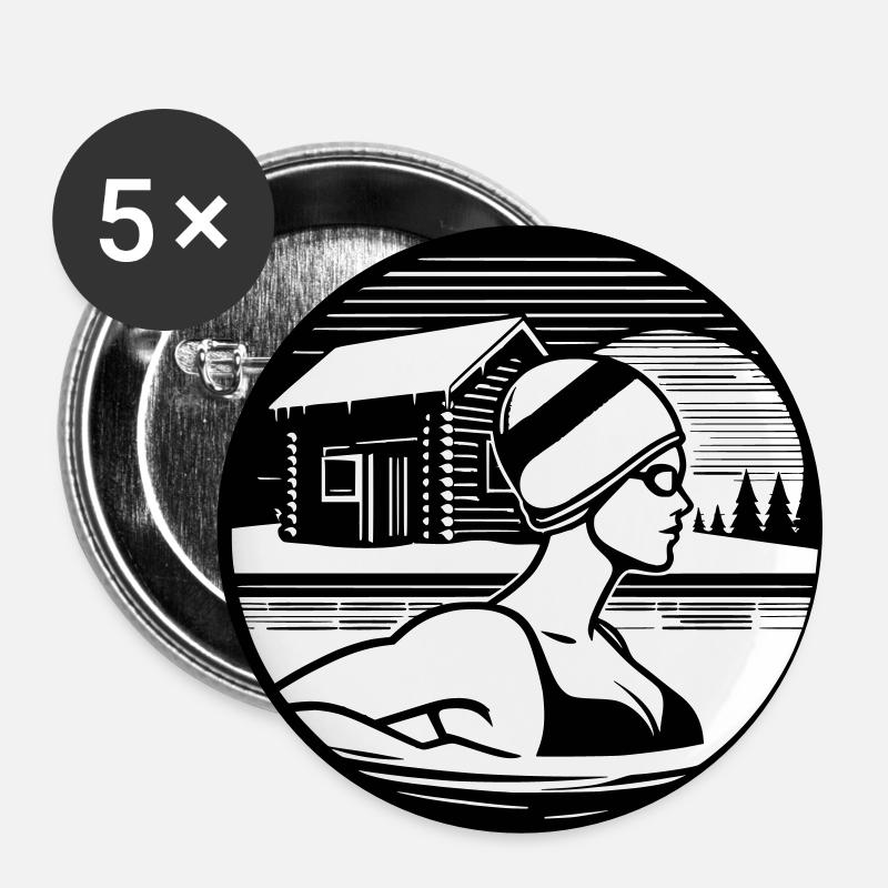 Ice swimming - Buttons small 1''/25 mm (5-pack) - white