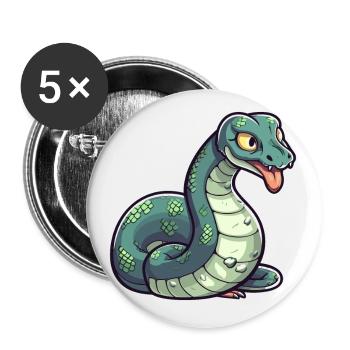 Anakonda Niedliche Karikatur Kawaii Aquarell Tier Haustier - Buttons klein 25 mm (5er Pack) - Weiß - Vorne