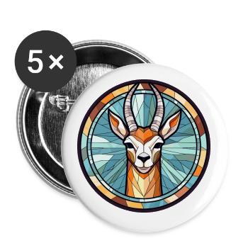Antelope Stained Glass Colorful Cartoon Kawaii Ani - Buttons small 1''/25 mm (5-pack) - white - Front
