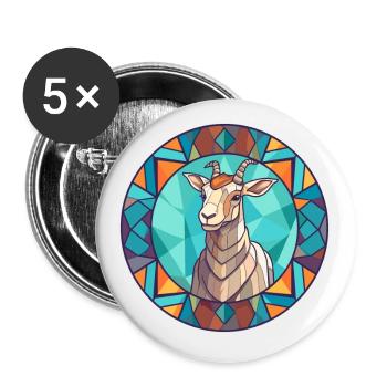 Goat Stained Glass Colorful Cartoon Kawaii Animal - Buttons small 1''/25 mm (5-pack) - white - Front