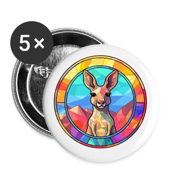 Kangourou vitrail coloré dessin animé Kawaii Ani - Lot de 5 petits badges (25 mm) - blanc - Devant
