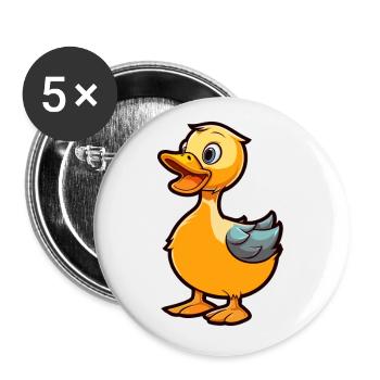Canard mignon dessin animé kawaii aquarelle animal animal de compagnie - Lot de 5 petits badges (25 mm) - blanc - Devant