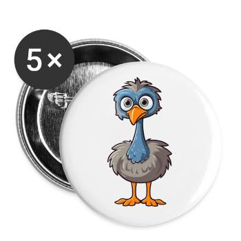Emu Niedliche Karikatur Kawaii Aquarell Tier Haustier - Buttons klein 25 mm (5er Pack) - Weiß - Vorne