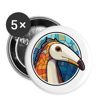 Anteater Stained Glass Colorful Cartoon Kawaii Ani - Buttons small 1''/25 mm (5-pack) - white - Front