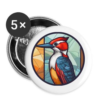 Pic vitrail coloré Cartoon Kawaii A - Lot de 5 petits badges (25 mm) - blanc - Devant