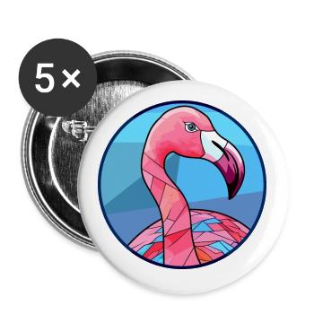 Flamingo Stained Glass Colorful Cartoon Kawaii Ani - Buttons small 1''/25 mm (5-pack) - white - Front