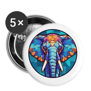 Elephant Stained Glass Colorful Cartoon Kawaii Ani - Buttons small 1''/25 mm (5-pack) - white - Front