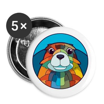 Gopher Buntglas Bunte Karikatur Kawaii Anima - Buttons klein 25 mm (5er Pack) - Weiß - Vorne
