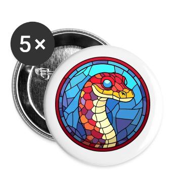 Snake Stained Glass Colorful Cartoon Kawaii Animal - Buttons small 1''/25 mm (5-pack) - white - Front